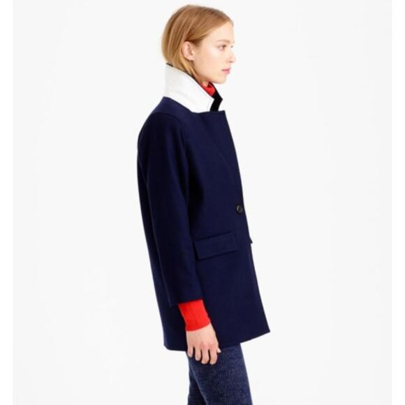 J. Crew Wool Melton Boyfriend Coat Navy - Picture 2 of 3